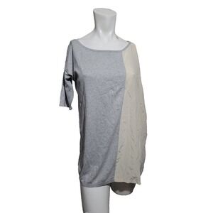 Weekend Max Mara Medium Top Blouse silk tunic boat neck colorblock